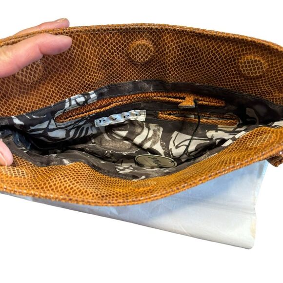 Hype Vadim Brown Women's Leather Purse Clutch Reptile Magnetic Closure - Picture 3 of 8